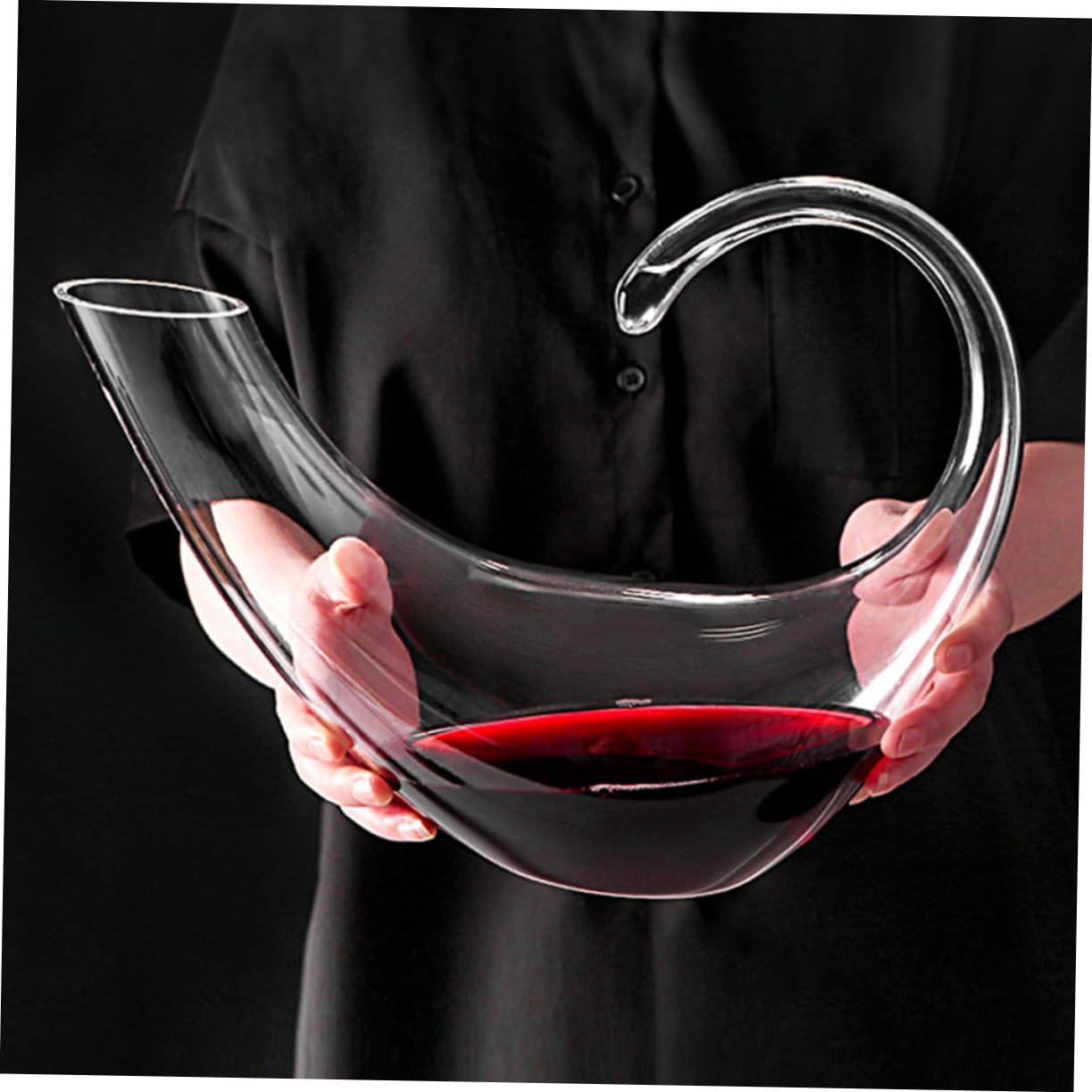 Happyyami Eleganter Weindekanter aus Glas mit Kreativem Design zur Geschmacksverbesserung Feine Verarbeitung und Praktischem Ausgießer für Stilvollen Hausgebrauch
