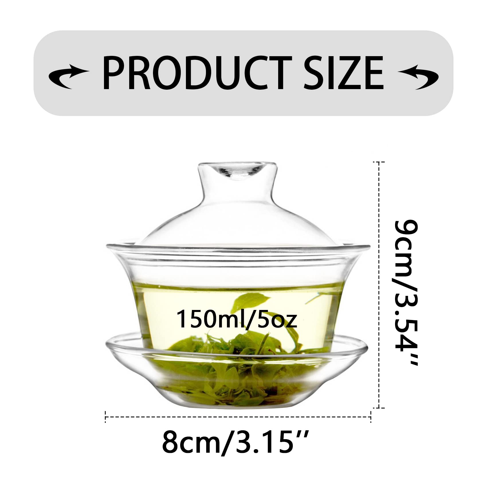 Mozentea Gaiwan Tea Set, 150ml Glass, Traditional Chinese Kung Fu Ceremony - Image 7