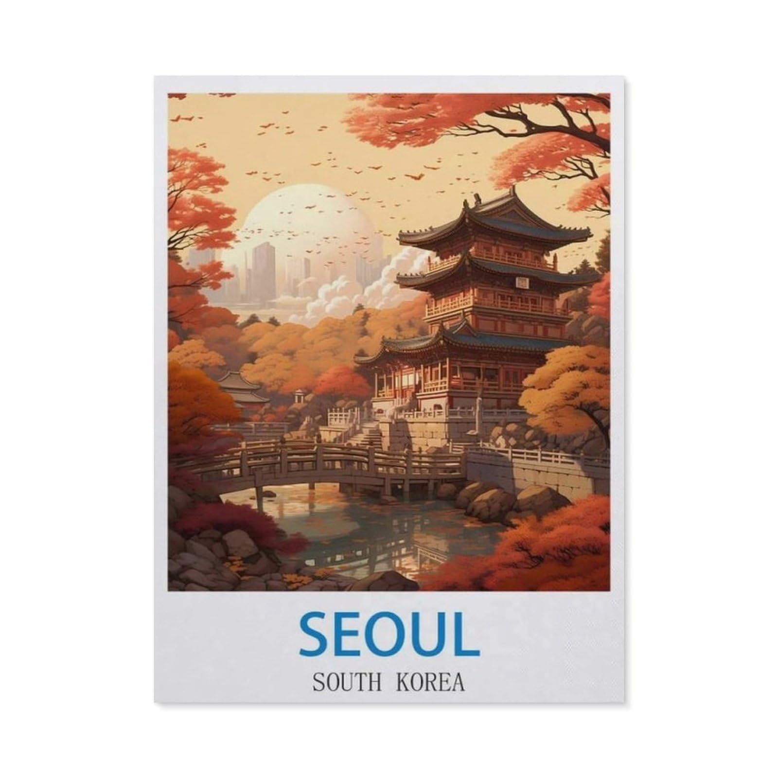 BEAYODKP Seoul South Korea，Diamond Art Kits for Adults and Kids, Full Drill Round Rhinestone Paint with Diamonds（40 x 50 cm/15.74 x 19.68 inches）-CL95