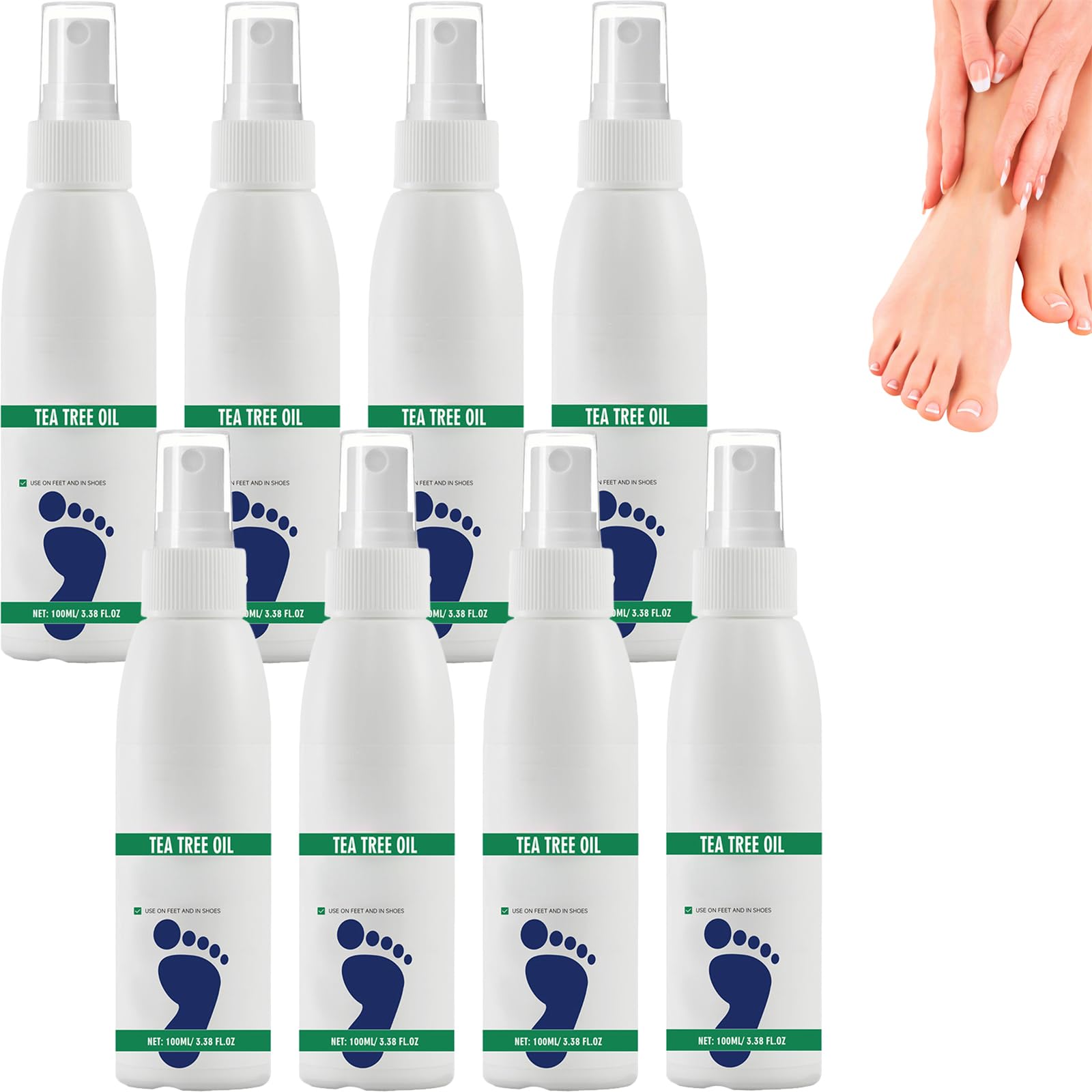 Spray para pies con aceite de árbol de té, control de olores para pies malolientes y piel propensa a la humedad, desodorante para zapatos y calcetines, removedor de sudor para pies, ambientador de