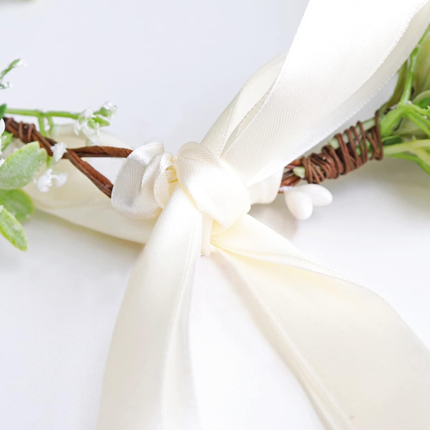 Vivivalue Fairy Flower Crown White Floral Headband Elf Headpiece for Women Princess Wedding Bridal Shower Cosplay Renaissance Photo Prop - Image 7