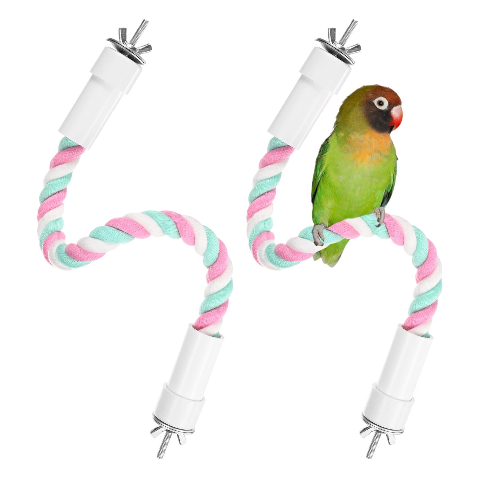 M METERXITY 2-Pack Rope Perches for Bird Cages 13.8 in Length Comfort Grip Flexible Rope Perch Beak & Paw Grinding for Parrots/Cockatiels/Parakeets