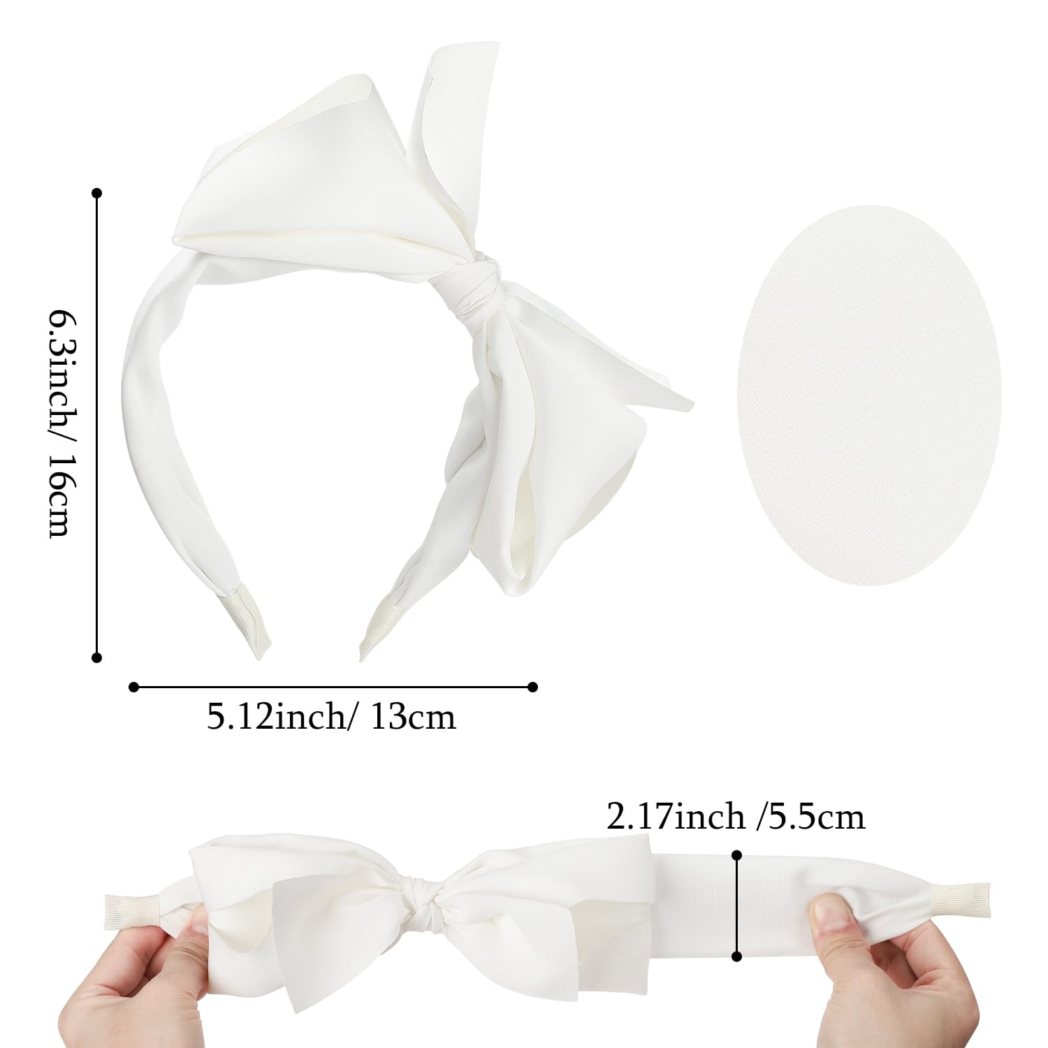 WantGor Big Bowknot Headbands for Women - Wide Turban Hair Band Bows Accessories (White) - Image 4