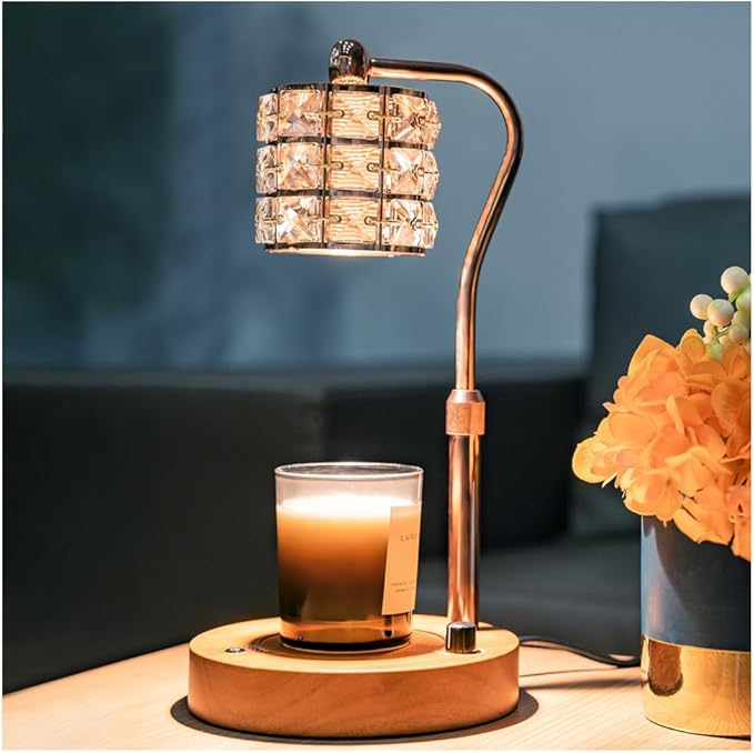 WOLDFY Candle Warmer Lamp with Timer, Candle Warmer Adjustable Height with 2 Bulbs, Dimmable Electric Candles Warming Lamp for Scented Jar Candles, Gold