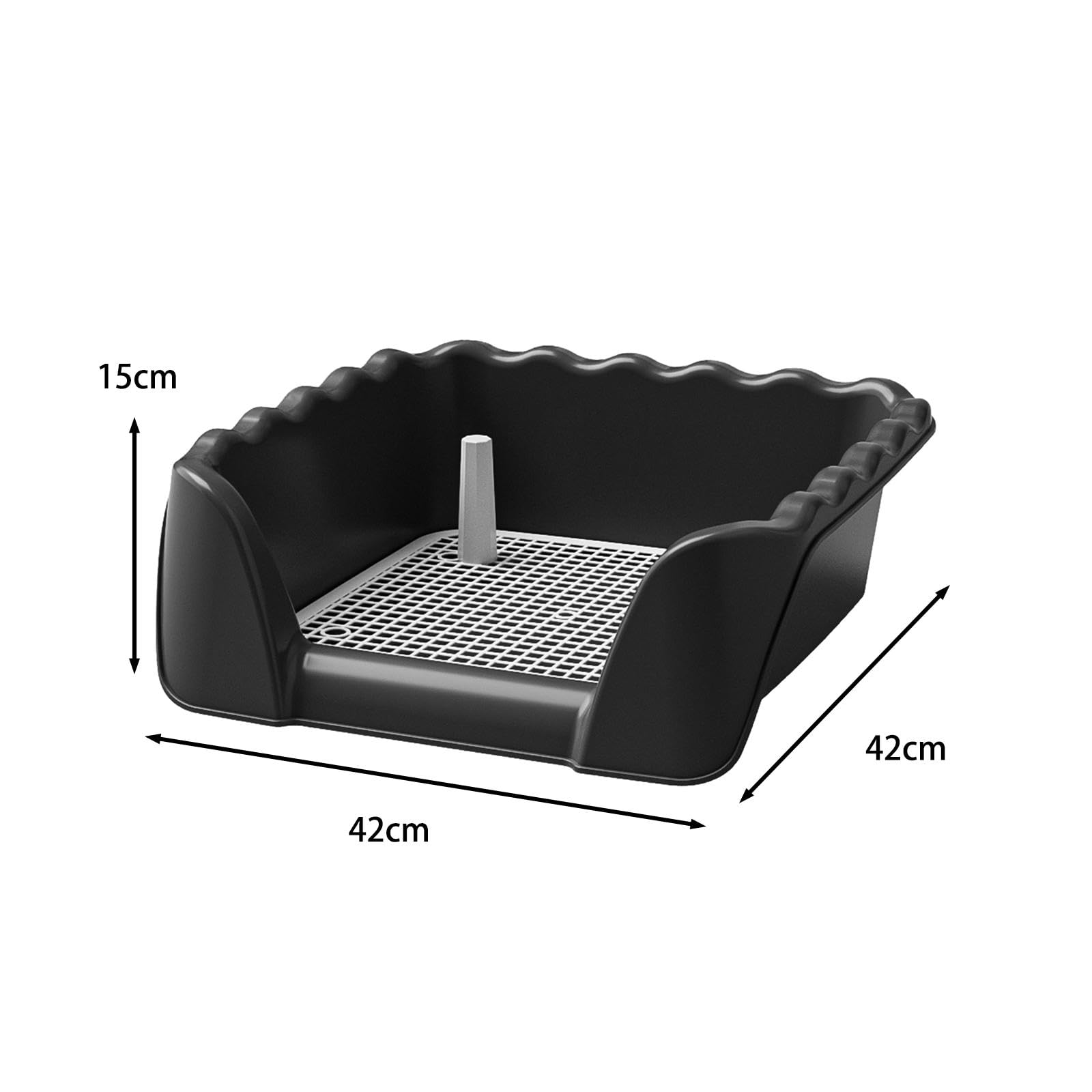 Inodoro para Perros con Valla elevada, Bandeja para IR al baño, Caja de Arena para Exteriores, Interiores, Animales pequeños, Cachorros, Otras, Negro