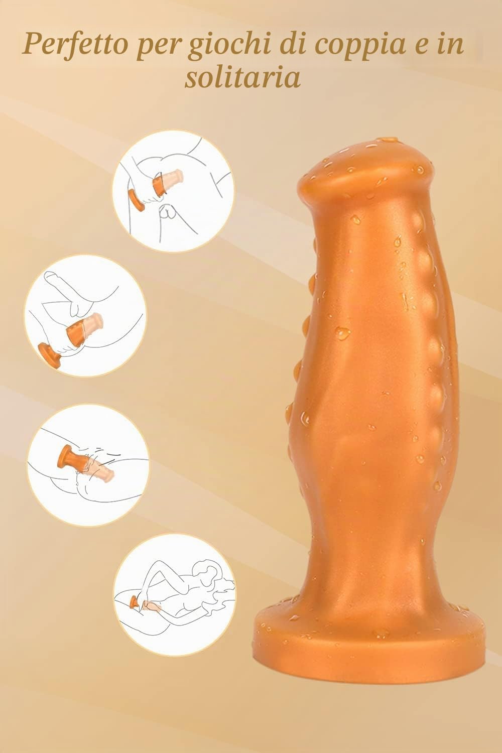 Plug anale a forma di pene Plug anale in silicone liquido ultra morbido con forte ventosa e particelle per una forte stimolazione Giocattolo sessuale per uomini donne (XXL)