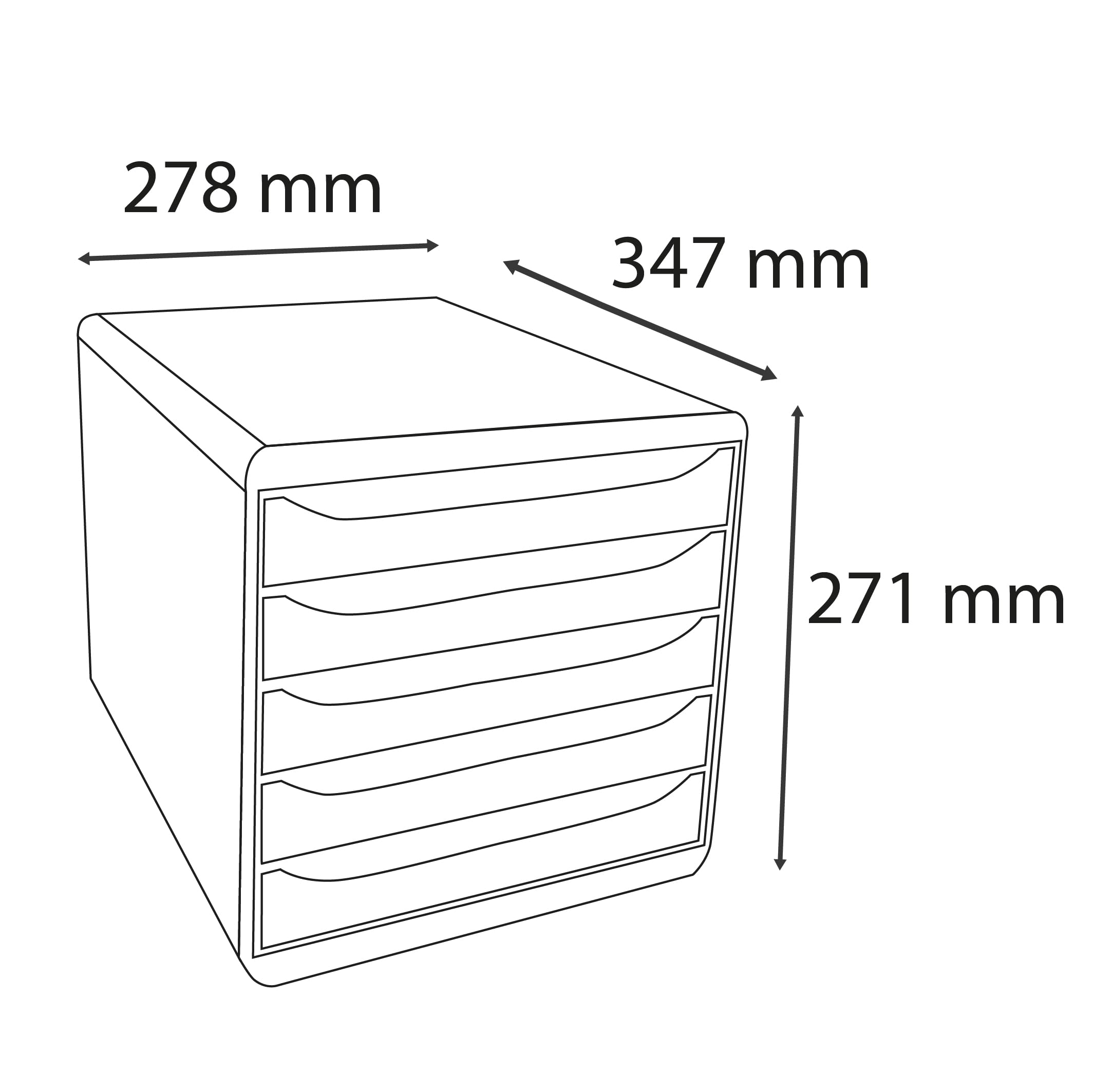 Exacompta - Réf. 309740D - PACK Module de classement Big Box Plus 5 tiroirs Office gris lumière - Dimensions extérieures 34,7 x 27,8 x 27,1 cm + 1 pot à crayons PEN CUBE Eco black noir 677014D