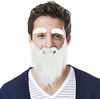 Barba blanca de gnomos - Barba de disfraz falsa blanca, textura ligera, bigote falso para fiesta de Navidad, fiesta de disfraces, fiesta de cosplay, rendimiento escénico