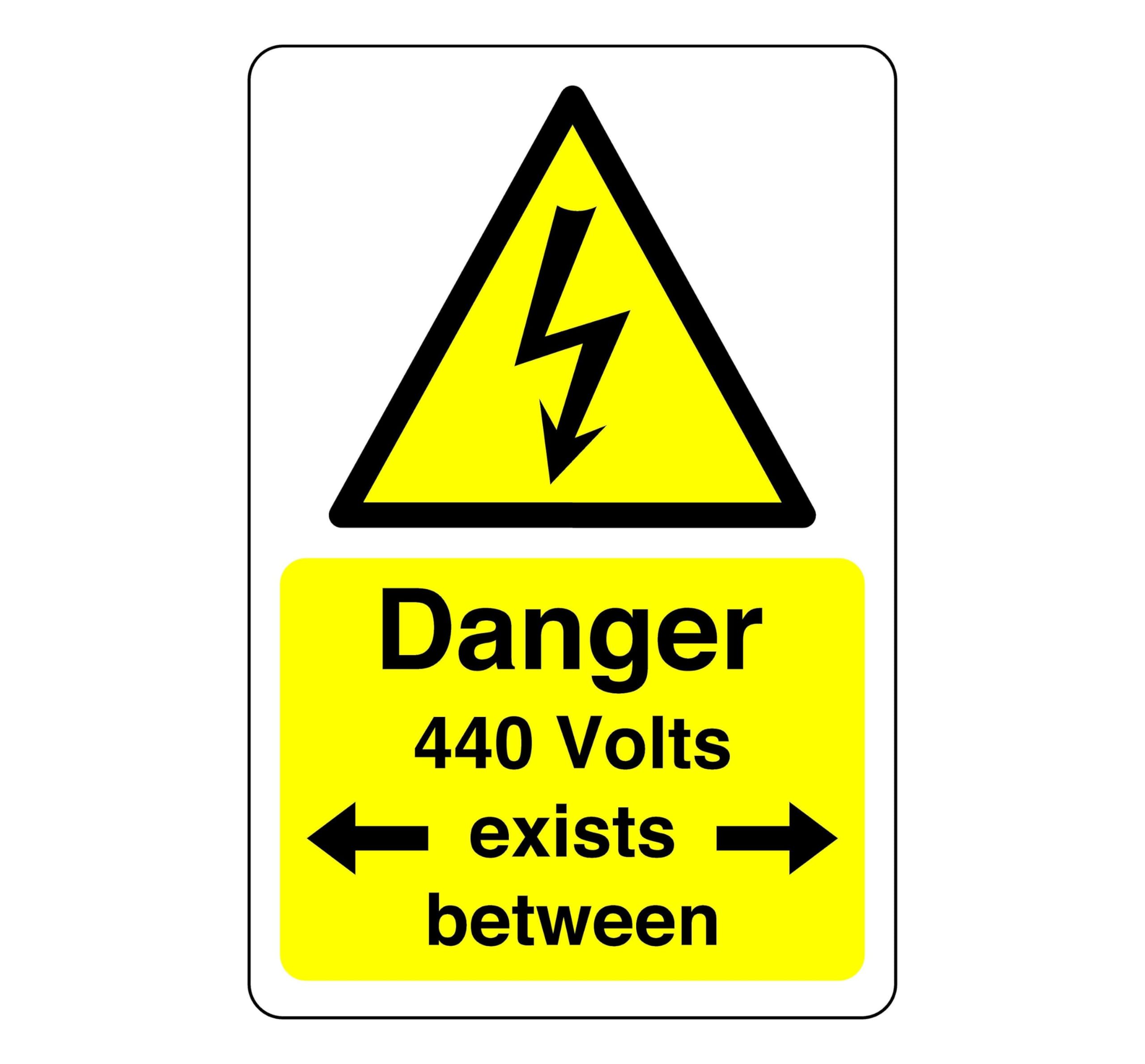 Safety First Display Ltd Yellow/Black Danger 440 Volts Sign - 1.2Mm Rigid Plastic For Indoor/Outdoor Usage (300Mm X 200Mm) Viewing Distance Within 7M.