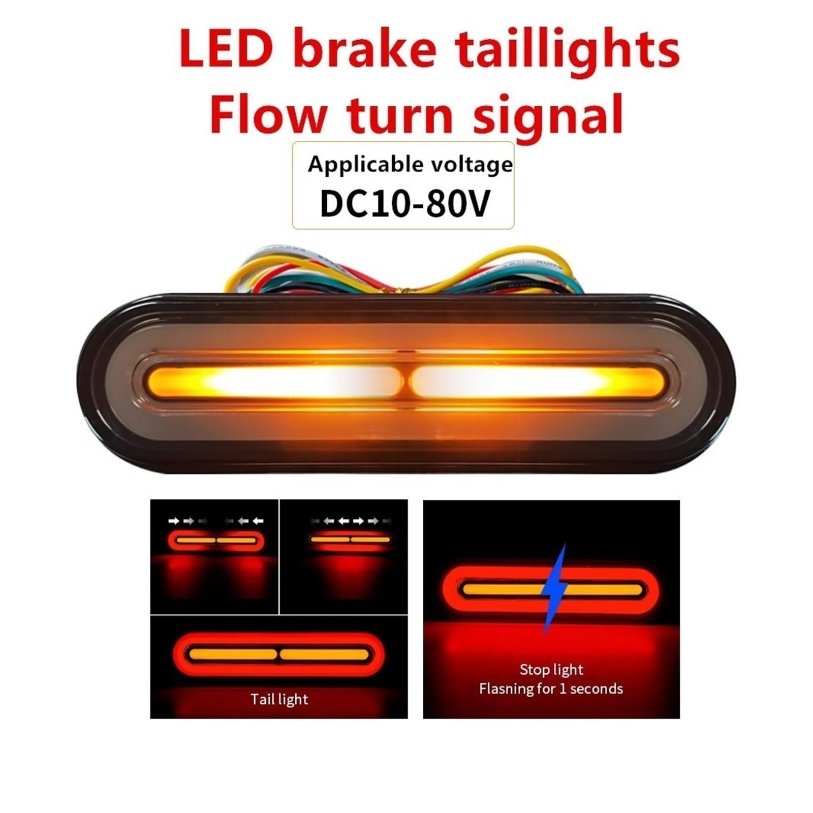 Fanali Posteriori Freno A LED 3 In1 Per Moto Indicatori Di Direzione Che Scorrono Luce Segnale DRL 10-80V Luci Lampada Arresto Del Indicatore Fanalino Posteriores