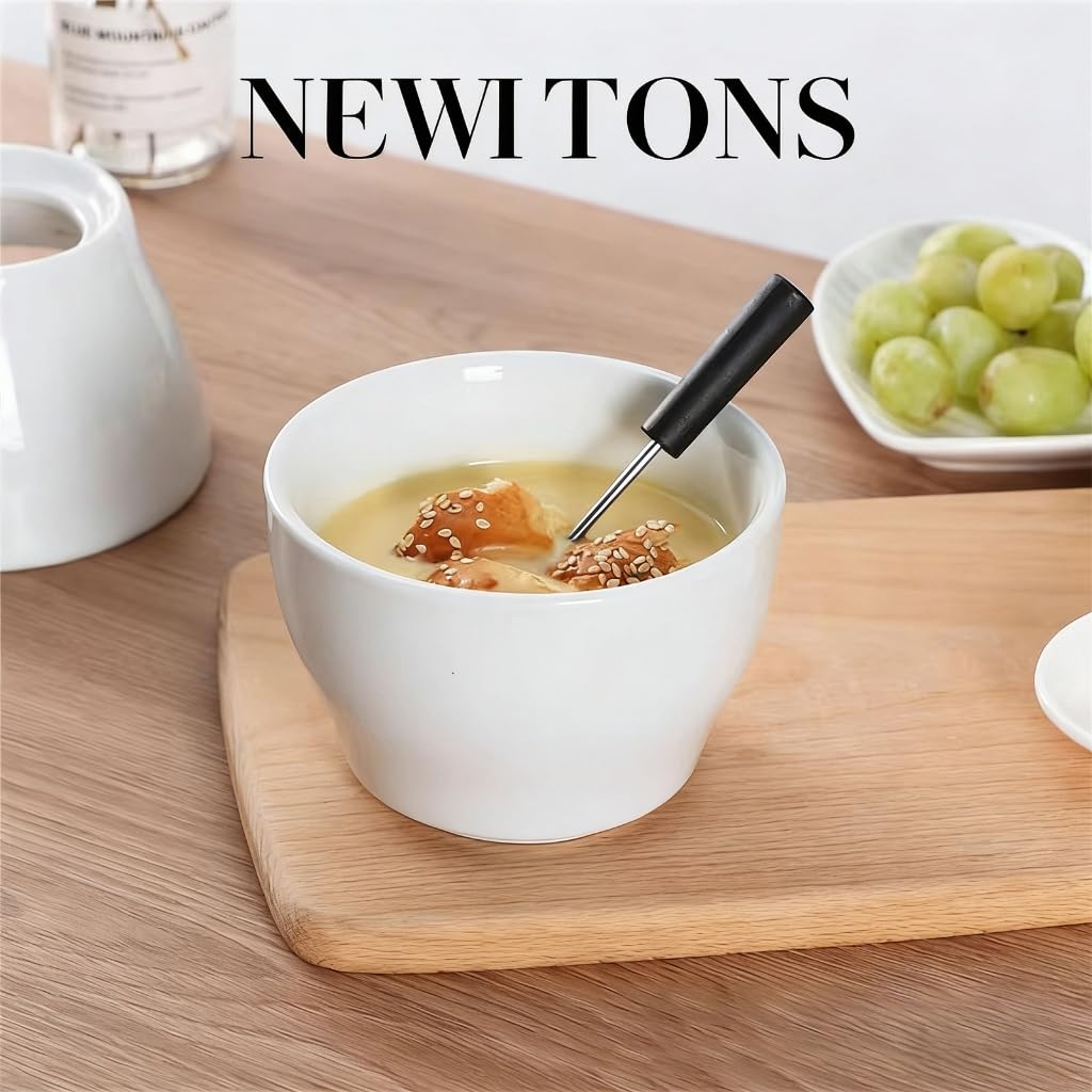 Zestaw ceramicznych podgrzewaczy do fondue 300 ml/400 ml zawiera 4 widelce kuchenne niezbędne