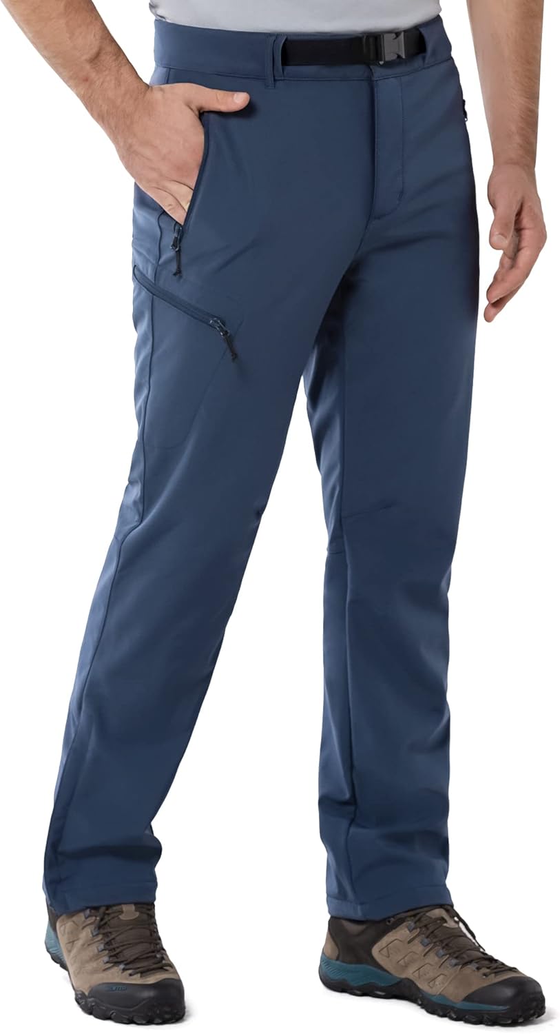 33,000ft Men's Fleece Lined Snow Pants Warm Winter Waterproof Softshell Insulated Ski Pants for Hiking Snowboard
