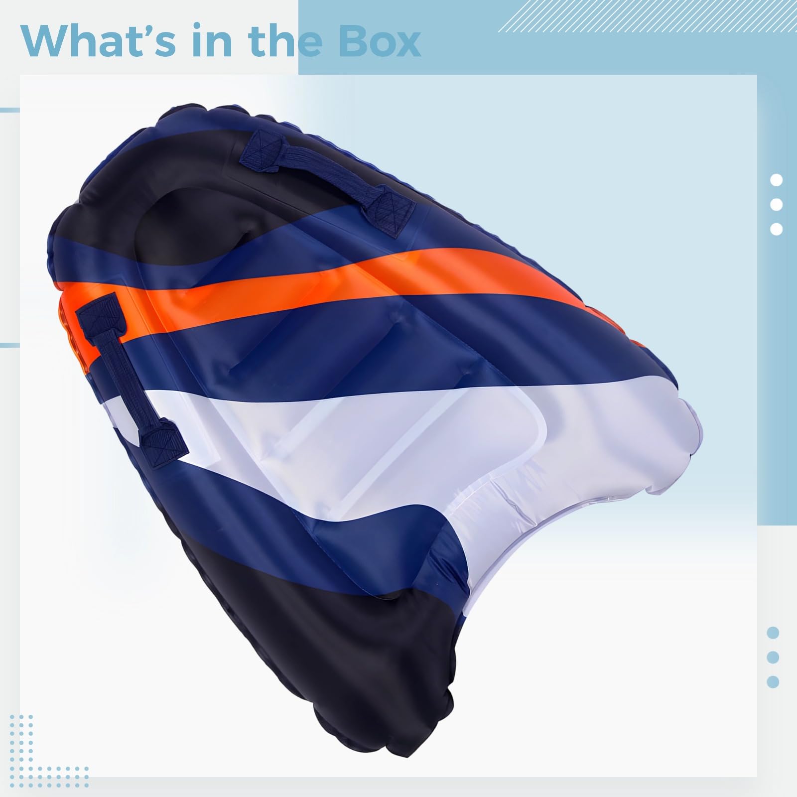 Aufblasbares Surfboard für Jugendliche und Erwachsene, 70 x 52 x 15 cm, gestreiftes PVC Bodyboard mit Griffen, leicht, tragbar, schwimmfähig, ideal für Schwimmen und Wasserspaß am Strand