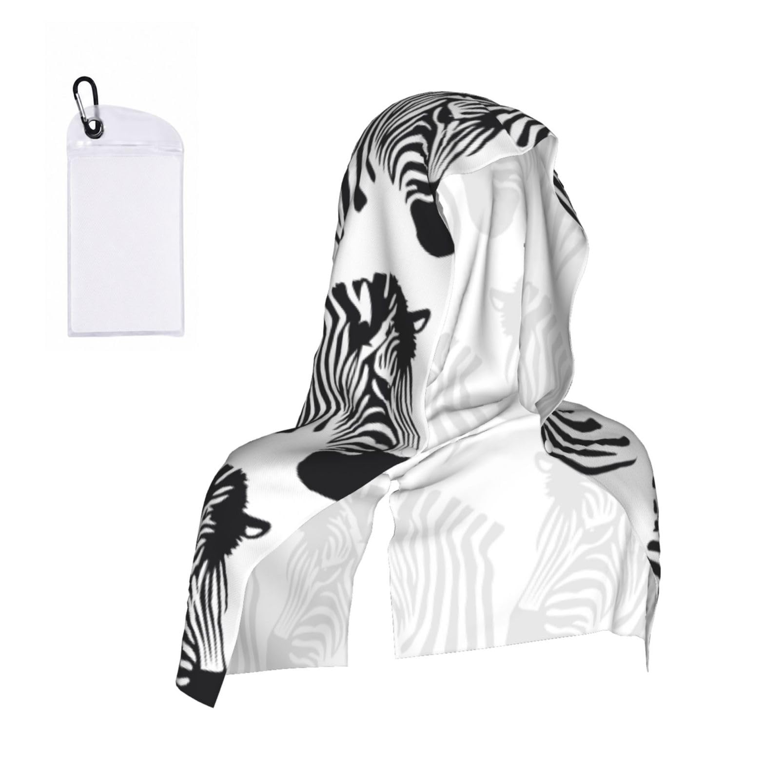 EZDLOWVBA Zebra Print 2 Pack Cooling Hoodie Towels,Sports Headscarf, Neck Wrap Scarf,Breathable Cooling Towel For Neck And Face, Travel, Swimming, Training