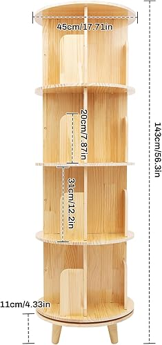 Miniatura 8 de Estantería giratoria de 4 niveles, estante de almacenamiento de pie con pantalla de 360 grados, organizador independiente multifuncional para niños