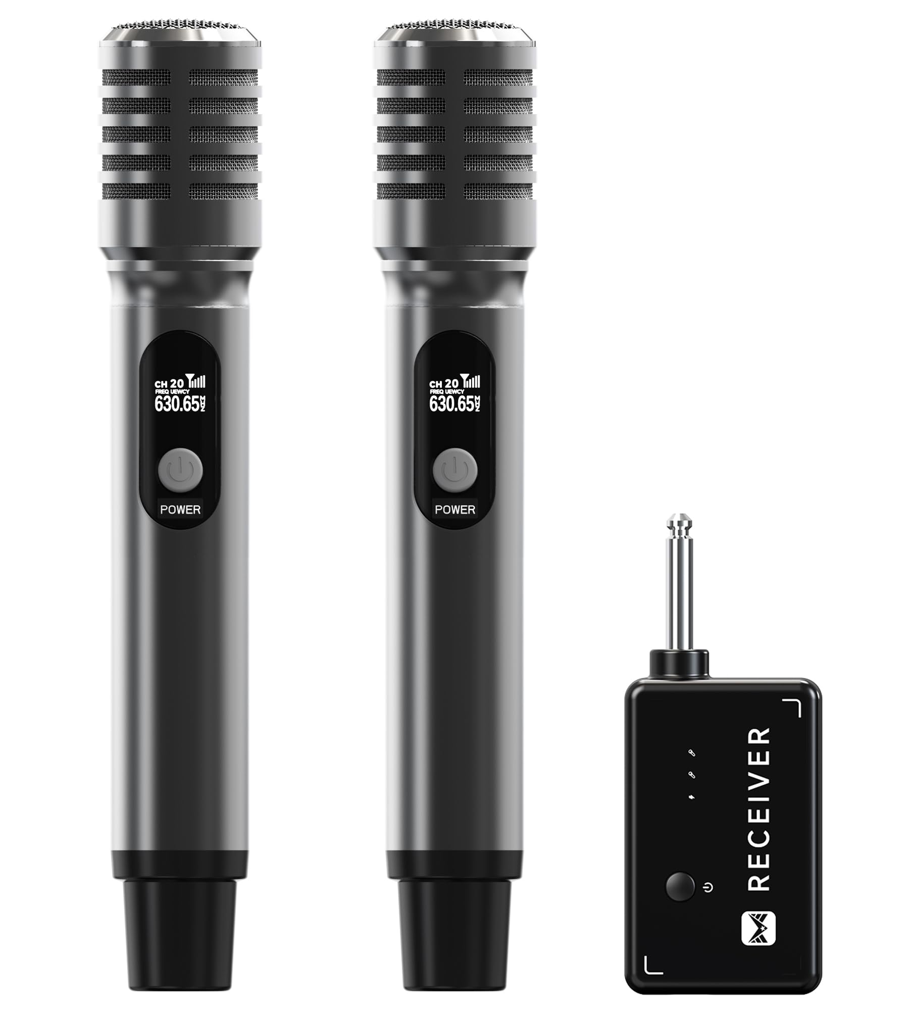 Wireless Microphones, Microphone Wireless with One-to-One Chip Connection and Rechargeable Receiver, 40H Duration, 200FT