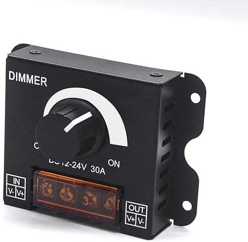 Miniatura 5 de mankk Regulador de luz LED PWM DC 12V-24V 30A, regulador de atenuación de iluminación, regulador de atenuación de aluminio para perilla de