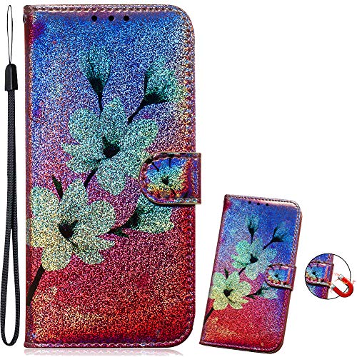 Brilliant Flip Kickstand Compatible with Samsung A20e,Bling Glitter Diamond Leather Stand Function Magnetic Book Purse Wallet with Card Slot Holder Protective Cover