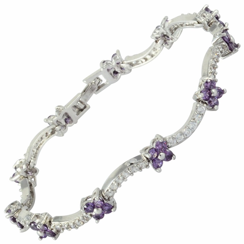 Bracciale Tennis RIZILIA A Pera Multicolore Con CZ Champagne – Placcato Oro 18K, 18 Cm (7 Pollici) - 2