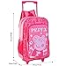 Peppa Deluxe Trolley Backpack Childrens Travel Bag - Kids Girls Character Luggage Carrier Suitcase Cabin Bag with Side Mesh Pockets - Pig Character