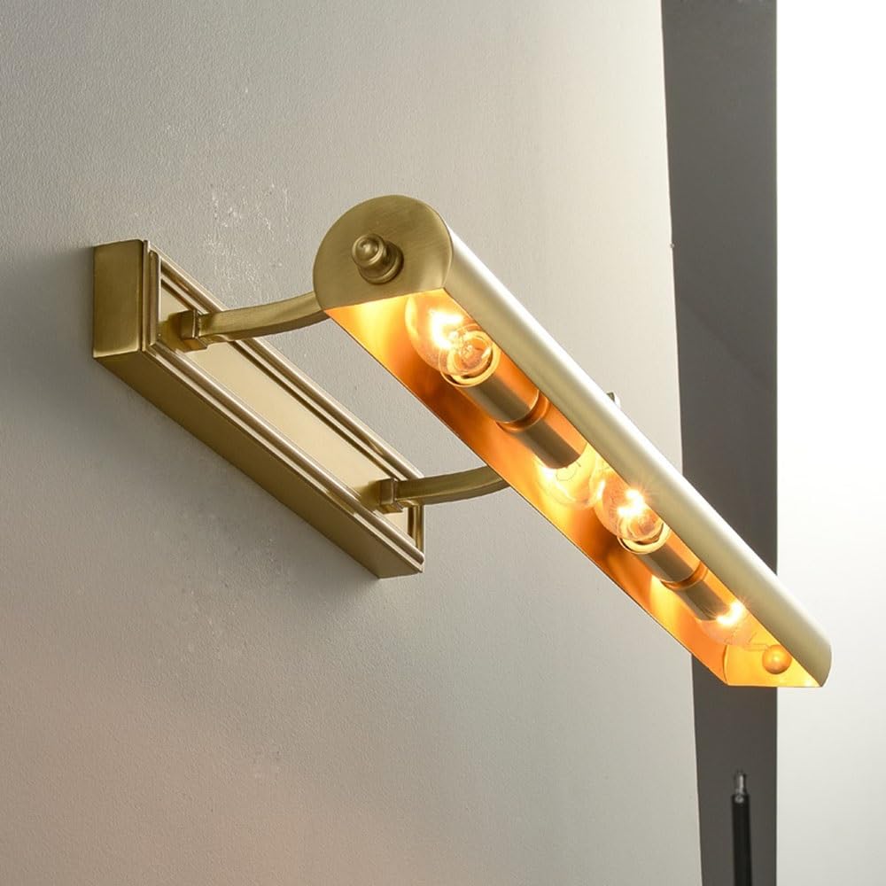 Kinkiet Retro minimalistyczna metalowa złota lampa oświetleniowa obrazy olejne dzieła sztuki kątowa regulowana szafkowa z lustrem Lampa ścienna do łazienki