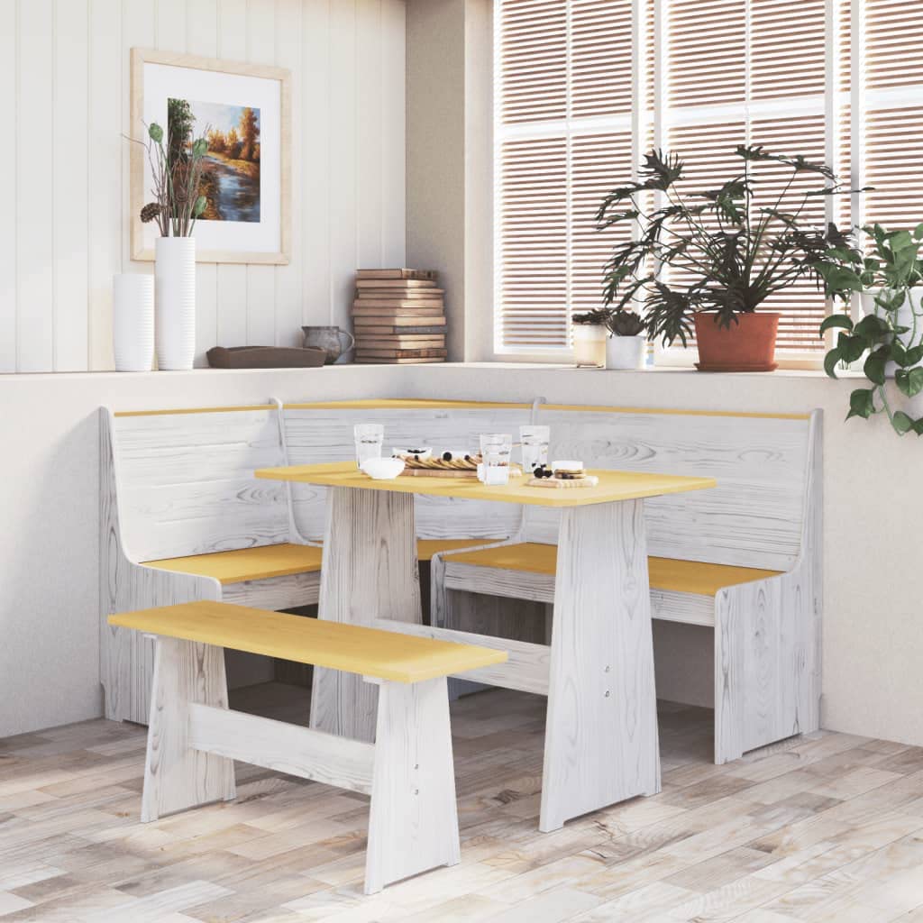 Banco Esquinero de Madera Maciza de Pino con Respaldo, Banco Independiente para Rincones de Cocina, Banquete Esquinero Que Ahorra Espacio para Rincones de Comedor, Cocina y (Marrón Miel y