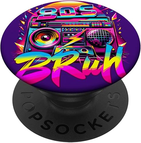 Retro 80s Bruh Boombox Vibe - Ultimate Throwback Party PopSockets Standard PopGrip