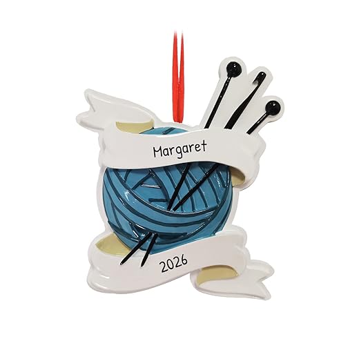 Personalized Knitting Ornaments 2023 for Christmas Tree - Sewing Christmas Ornaments Gift for Knitters Christmas Yarn Ornament Knitting Needle Ornament Crochet Ornament - Free Customization