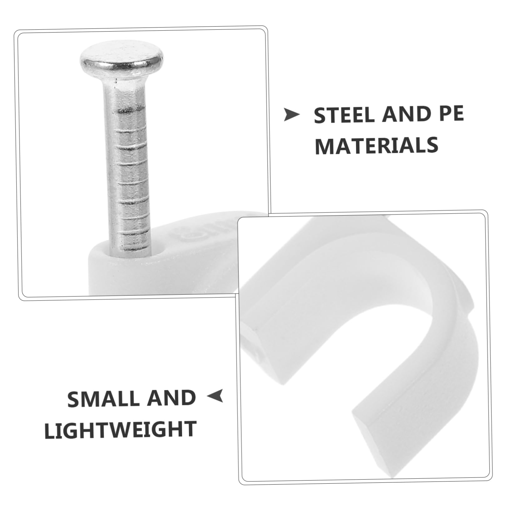 HOMSFOU 1500pièces Clips De Câbles Muraux Clips Éthernet Supports De Fil Installation Facile Avec Clous Organisation De Câbles Pour Bureau Et Maison
