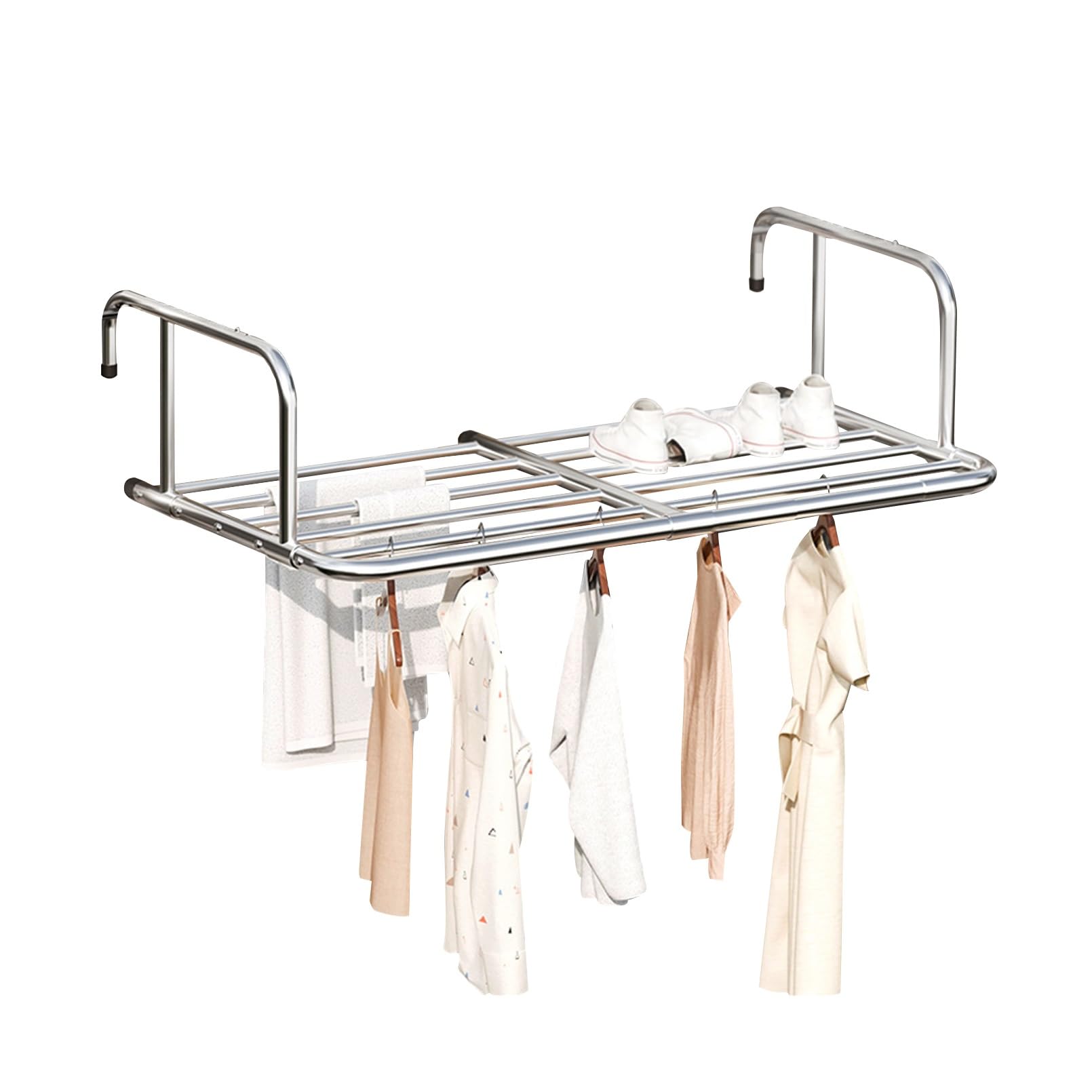 EYRMQWJPC Foldable Clothes Airer， Stainless Steel Clothes Drying Rack Foldable Rotatable Adjustable Silver Multiple Sizes(78-140cm)