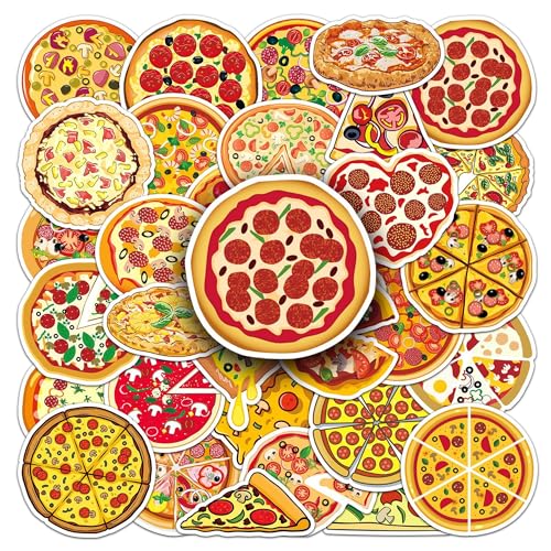 Aiwuding Pizza Decals Pack, 50PCs - Aesthetic Vinyl Stickers for Hydro Flask, Laptop, Water Bottle, Kids, Teens, Girls, Cars
