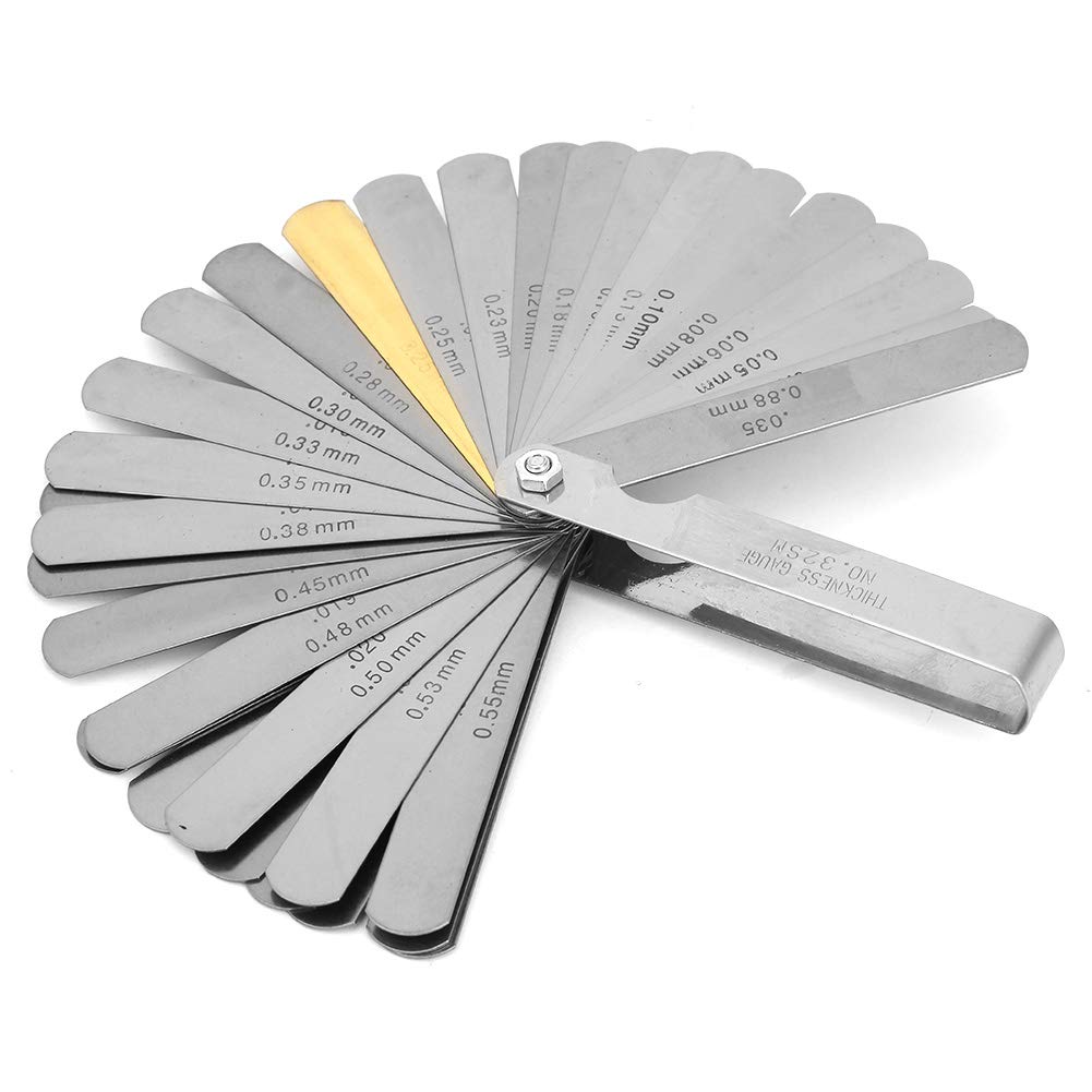 ViaGasaFamido Feeler, 32 Blades Feeler Gauge Metric 0.04-0.88mm Thickness Stainless Steel Measurement Tool, Gauge Tool with 32pcs Blades, for, Thickness 2