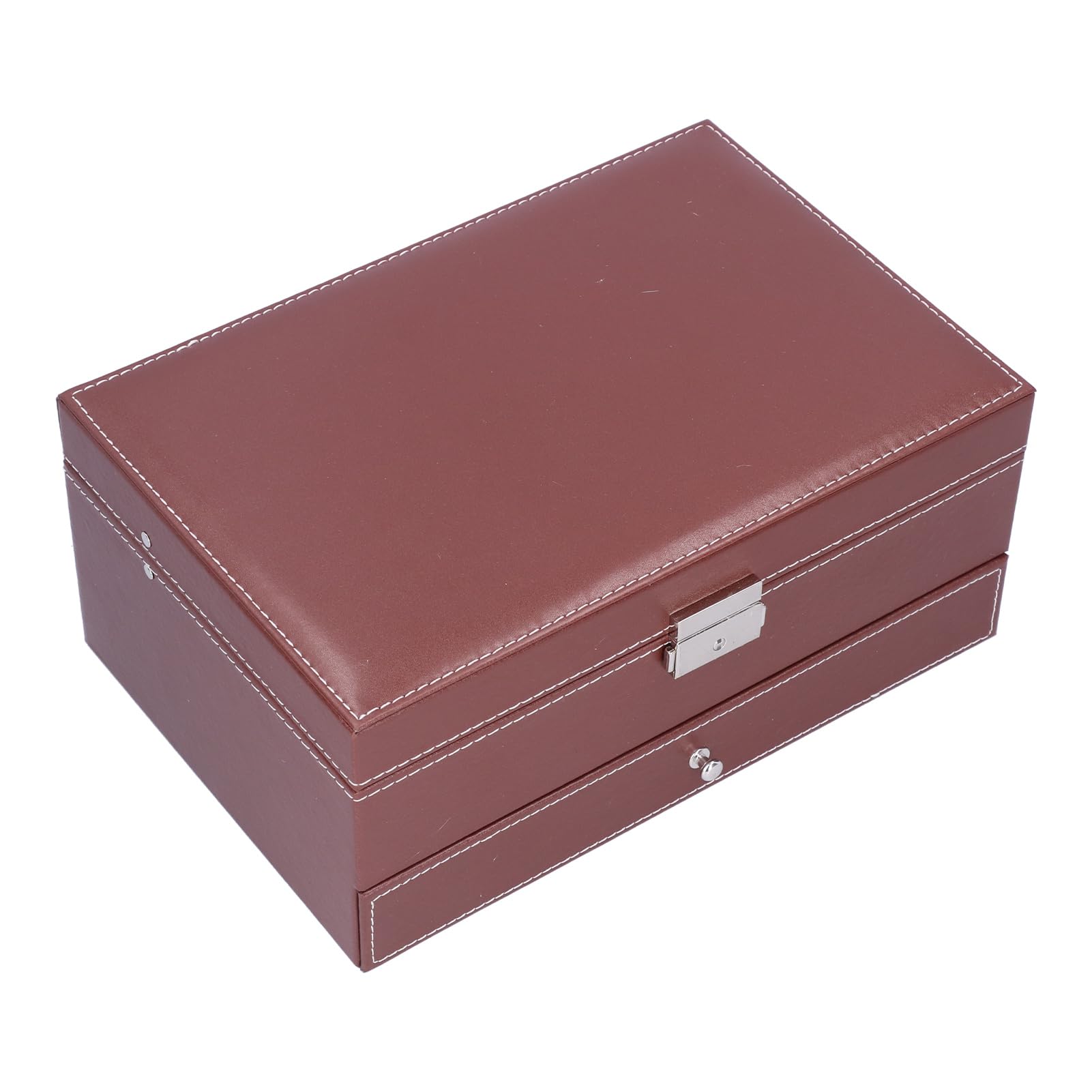 Cocoarm Schmuckschatulle, PU-Leder, Uhrenbox, Doppellagig, 12 Fächer, Aufbewahrungsorganisator mit Spiegel und Abnehmbarem Schlüsselfach für Damen, Schminktisch, Schrank-Display