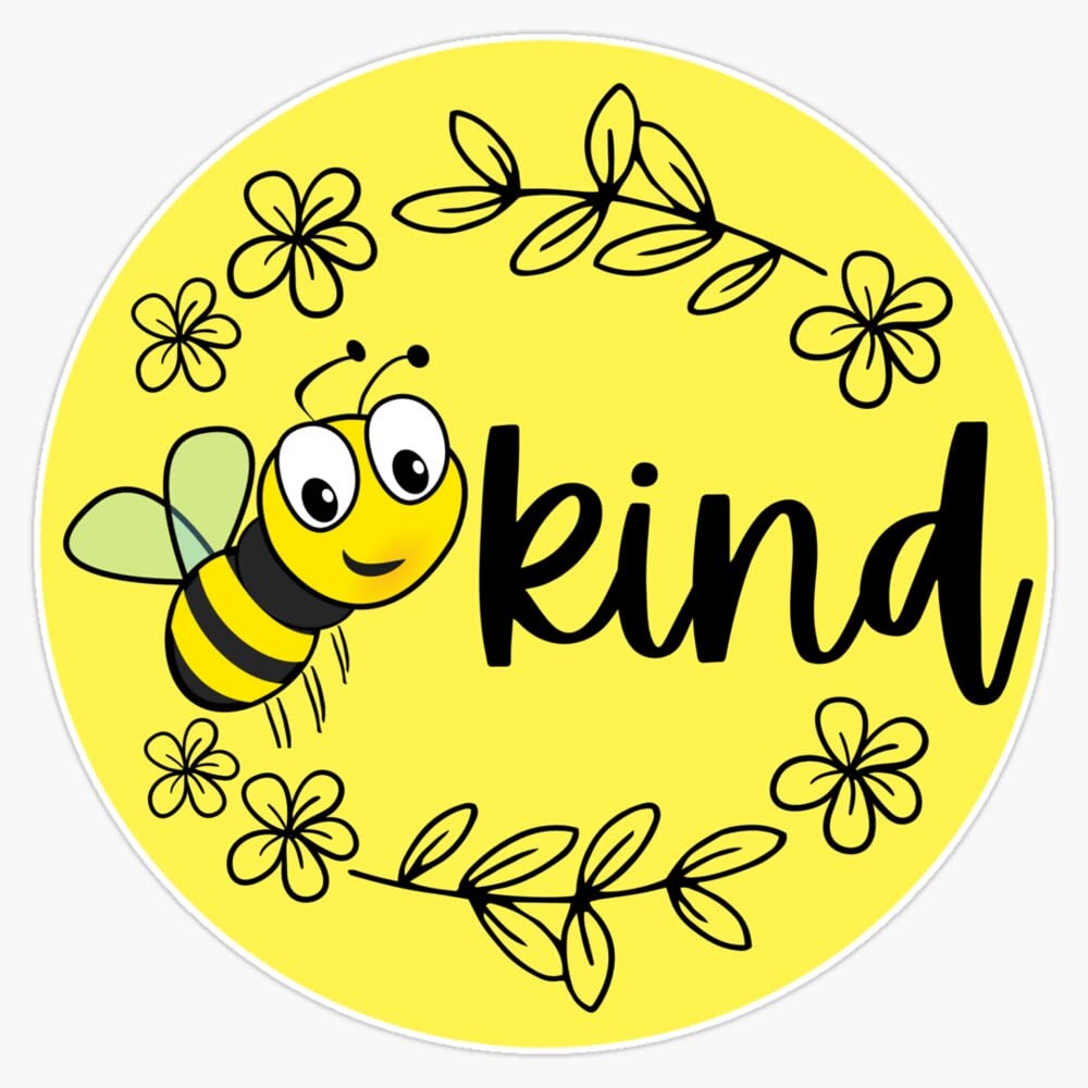 Bee Kind (Be Kind) - Yellow Sticker Vinyl Waterproof Sticker Decal Car Laptop Wall Window Bumper Sticker 5"