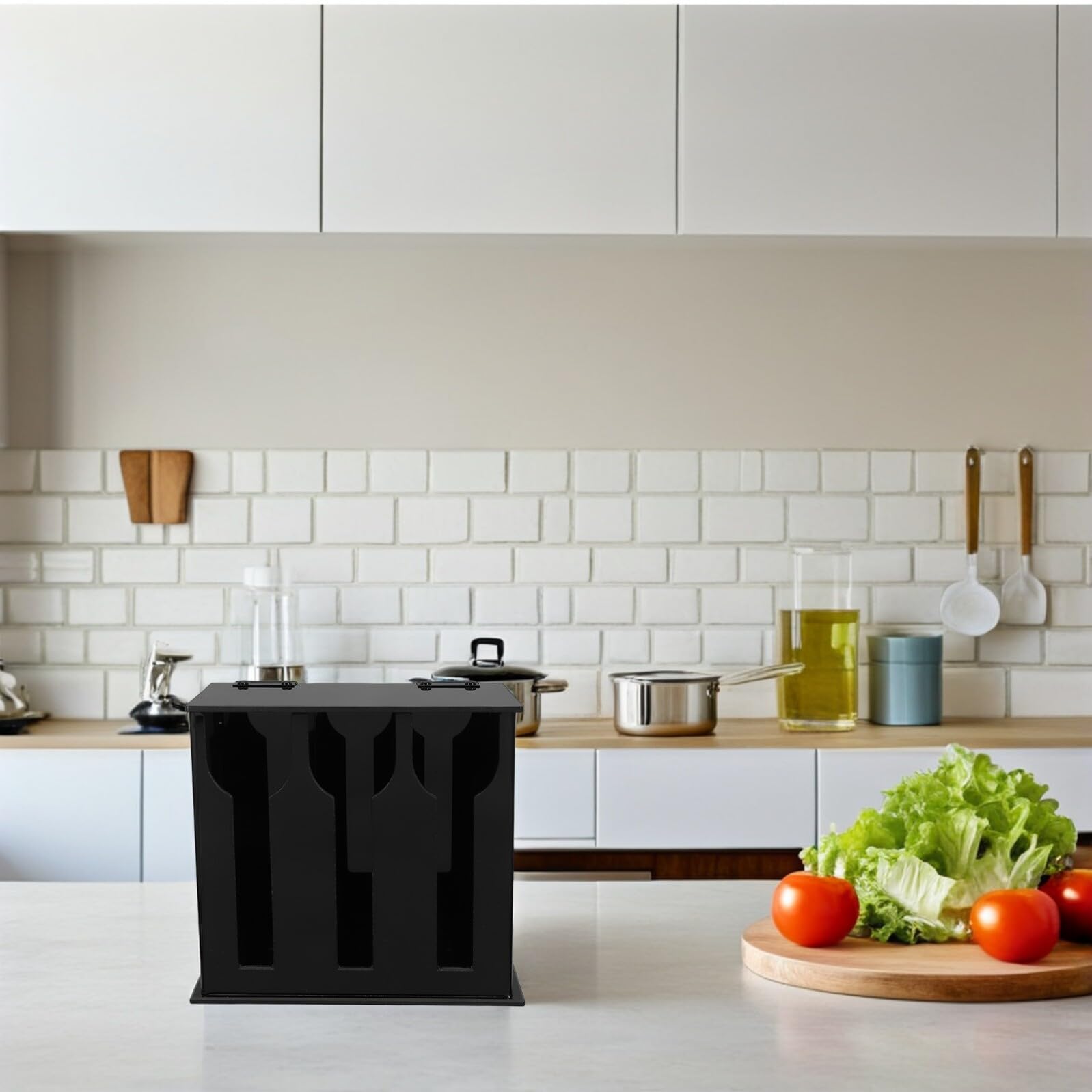 Estante de almacenamiento porta cucharas para encimera soporte para cuchara de cocina organizador de utensilios para encimera Acrílico Negro