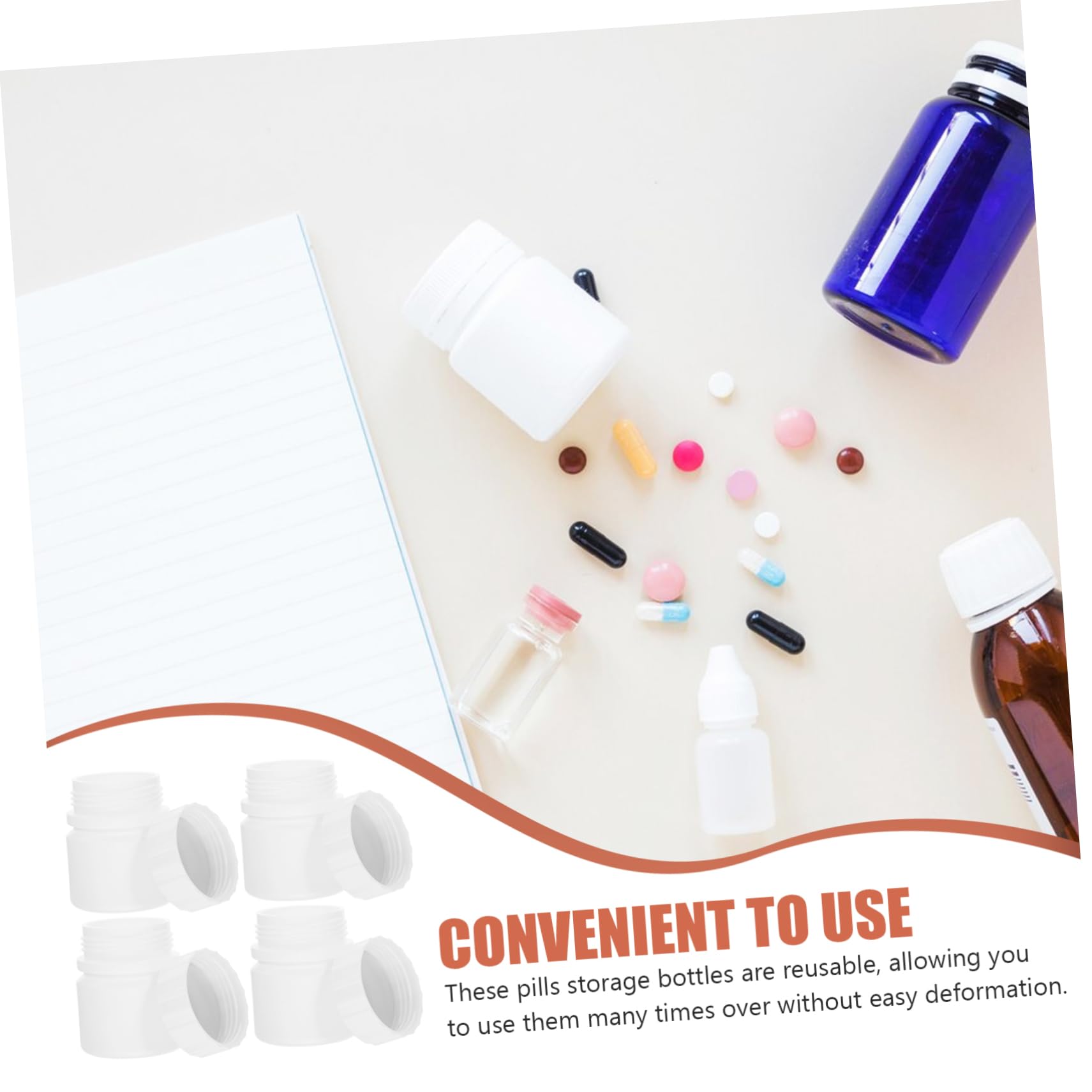 NAMOARLY 12pcs 30ml Small Medicine Bottle Containers Liquid Small Bottles Capsukes Clear Empty Tablet Bottles for Pills Tablets Travel Bottle Pouches with Cap Storage Organizer White Hdpe