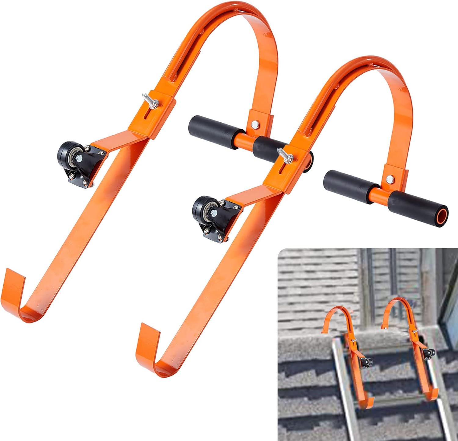 2 Pack Heavy Duty Ladder Roof Hook with Wheels