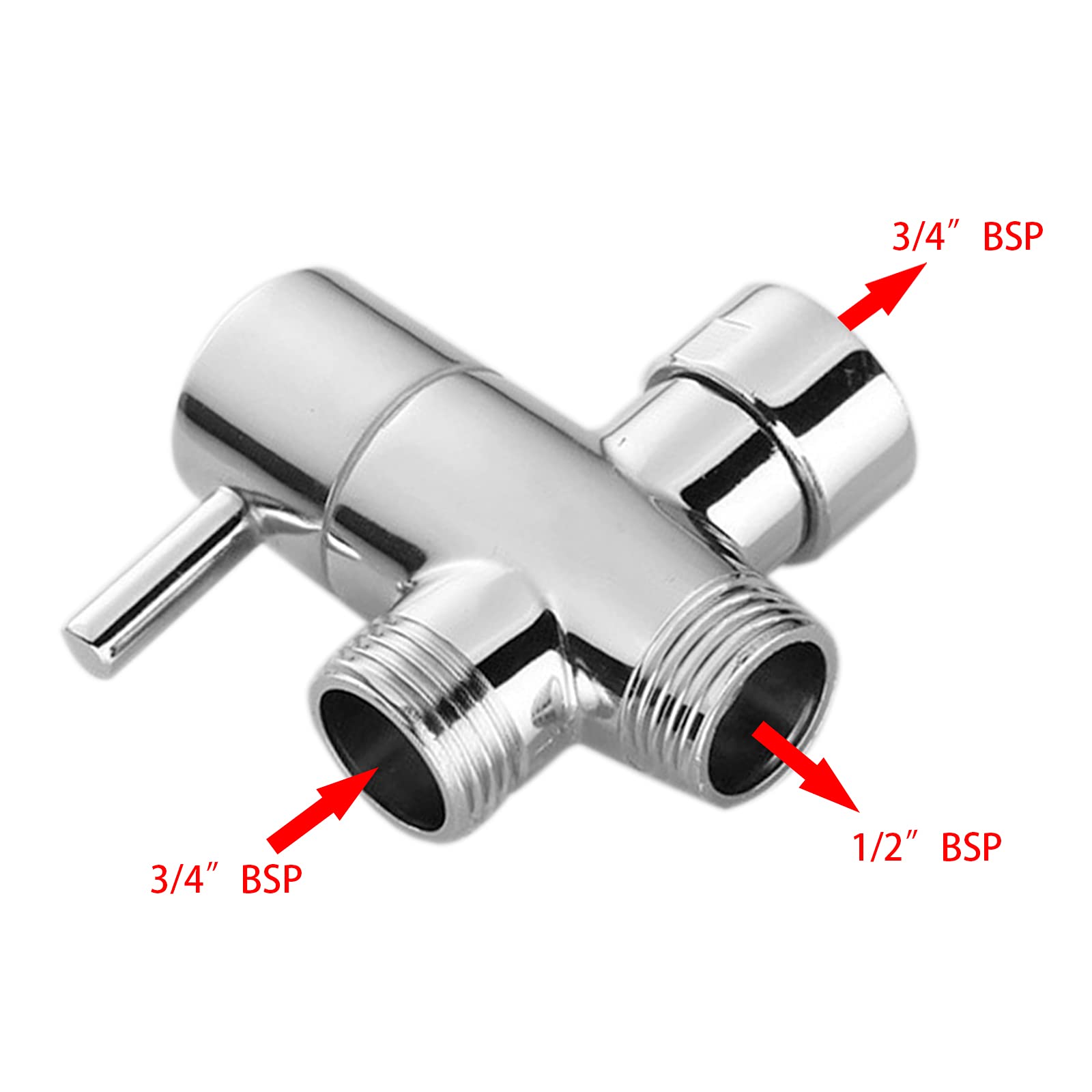 3-drożny chromowany polerowany zawór przełączający, prysznic, adapter do kranu łazienkowego, 3/4 1/2 cala, adapter T do umywalki, kuchni, sprayu prysznicowego