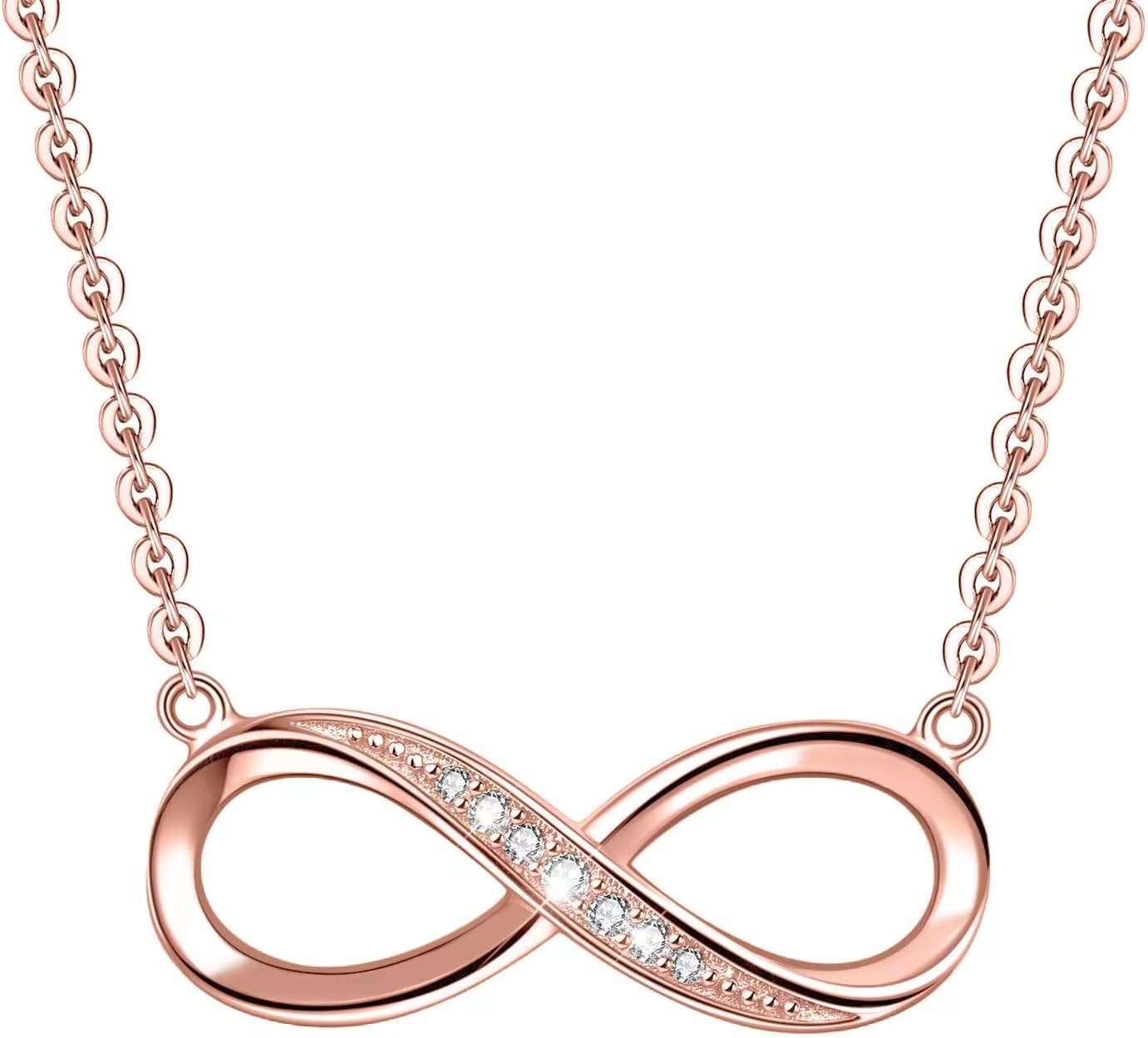 Infinity Pendant Necklace for Women, 925 Sterling Silver Love Heart Necklace Jewelry Gold Plated