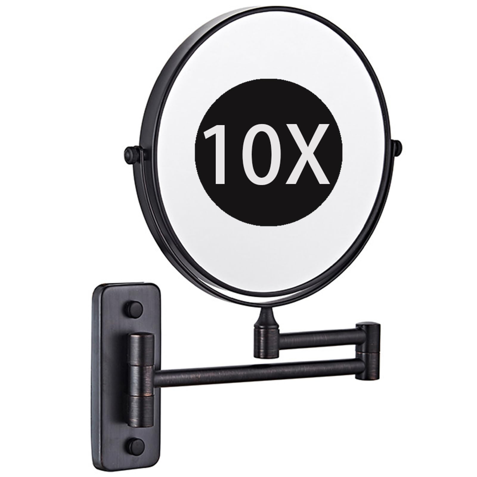 Zysfadc Wall Mounted Makeup Mirror, Double Sided 1X/10X Magnifying Shaving Vanity Mirror, 360 Rotation Adjustable Arm for Daily Use