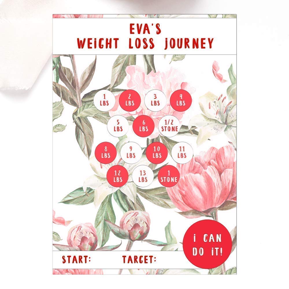 Weight Loss Chart, 14 Stone laminated sheet with stickers, Diet Reward