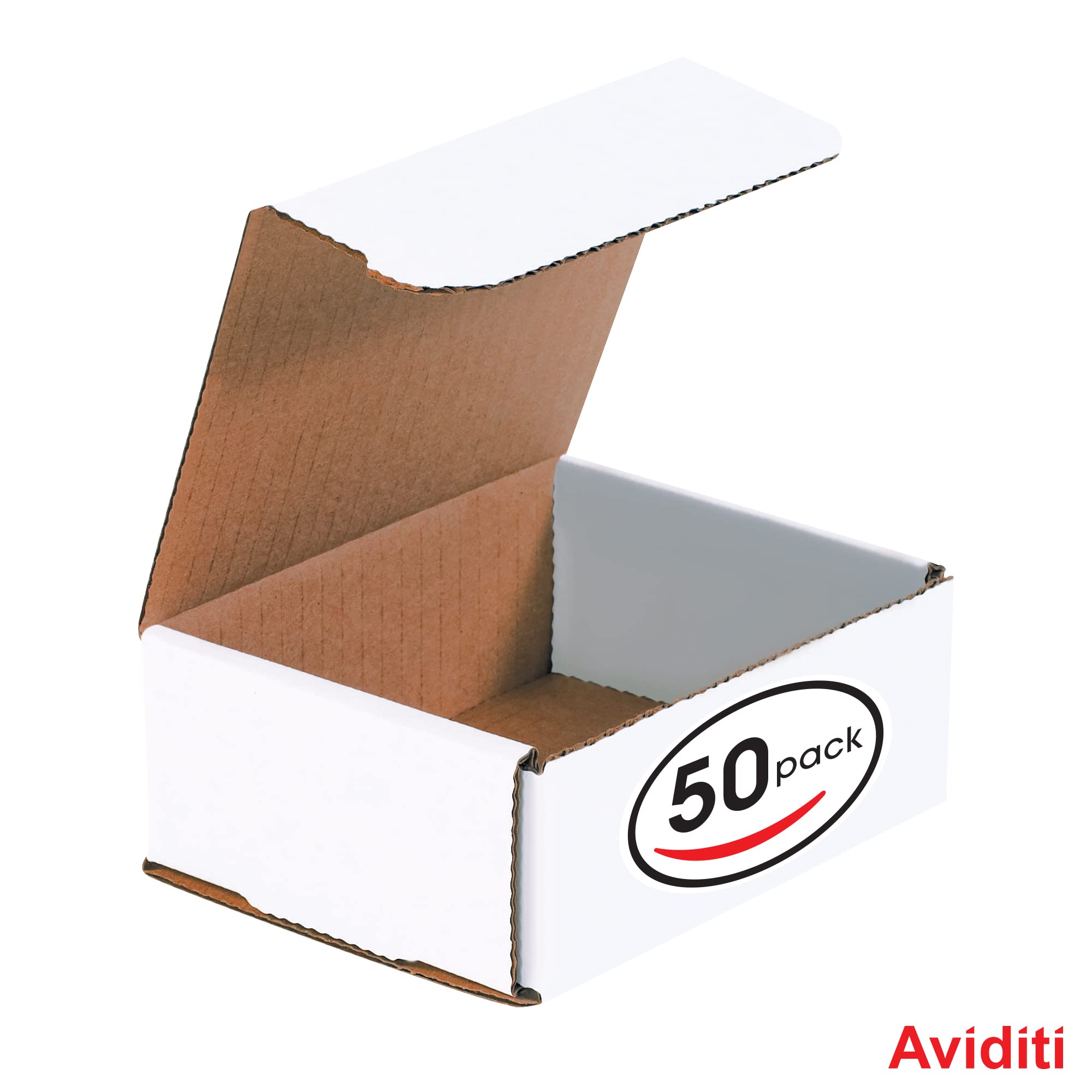 Aviditi White Corrugated Cardboard Mailing Boxes, 5 x 4 x 2 Inches, Pack of 50, Crush-Proof, For Shipping, Mailing and Storing