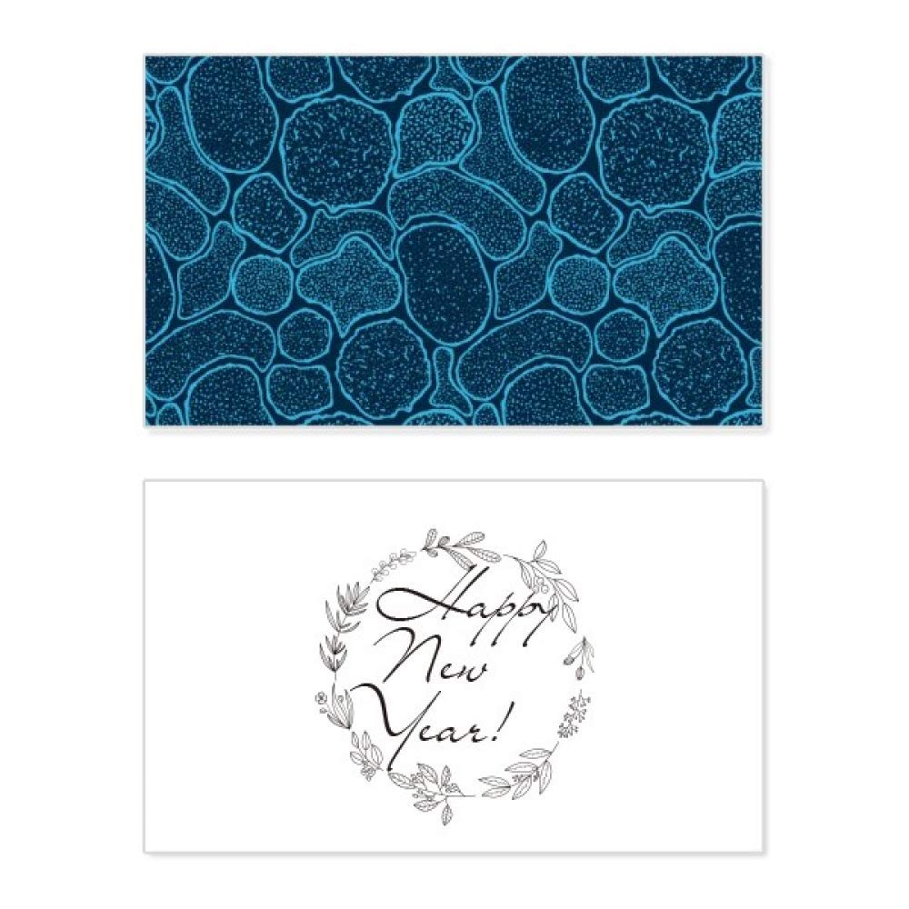 Tarjeta de Año Nuevo con bendiciones y diseño de estructura celular azul 5