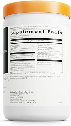 Miniatura 2 de DaVinci Labs Spectra Orange - Suplemento de bebida energética para apoyar la resistencia, el metabolismo y la función cognitiva, con fibra,