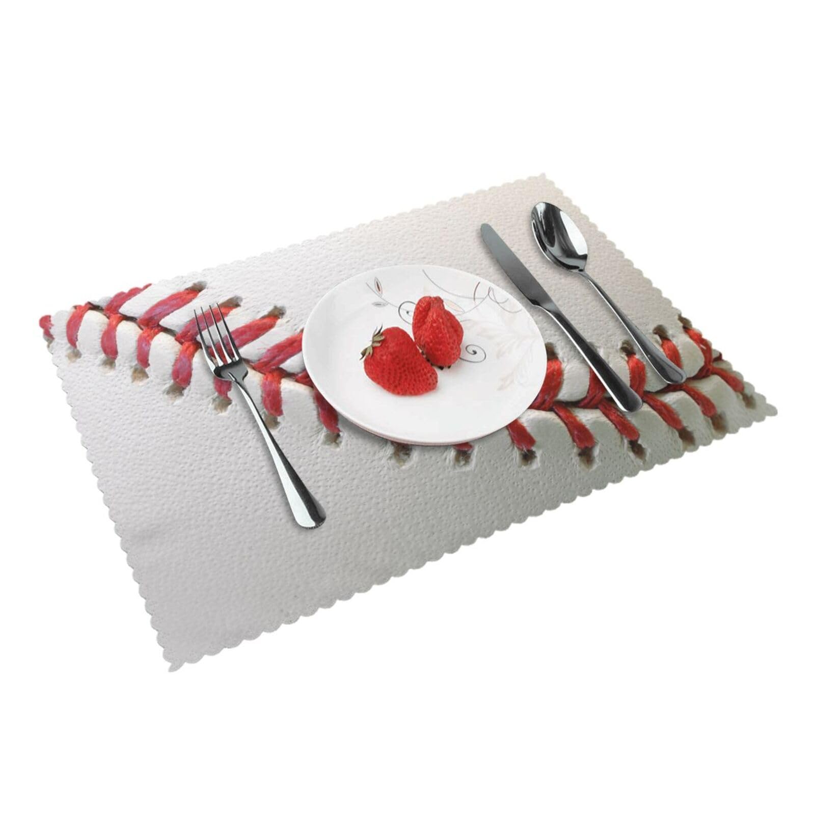 Sport Ball Baseball Printed Placemats Set of 4 PCS Washable Placemat for Kitchen Table Heat-resistant Table Mats 45x30 CM