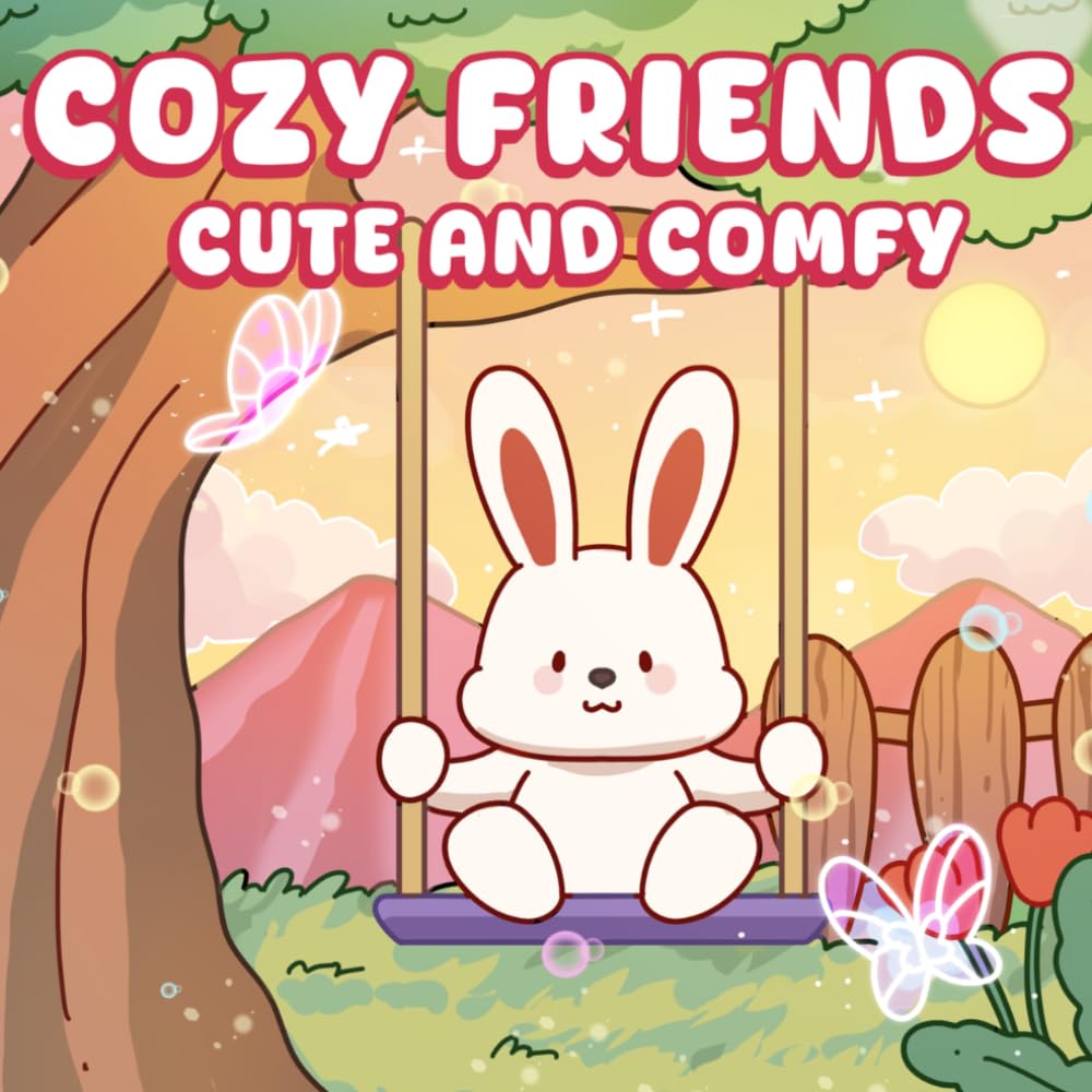 Cozy Friends - Cute and Comfy: 40 Simple and Adorable Animal Illustrations in Hygge Settings | Bold and Easy Coloring for Stress Relief, Relaxation, Adults, and Teens