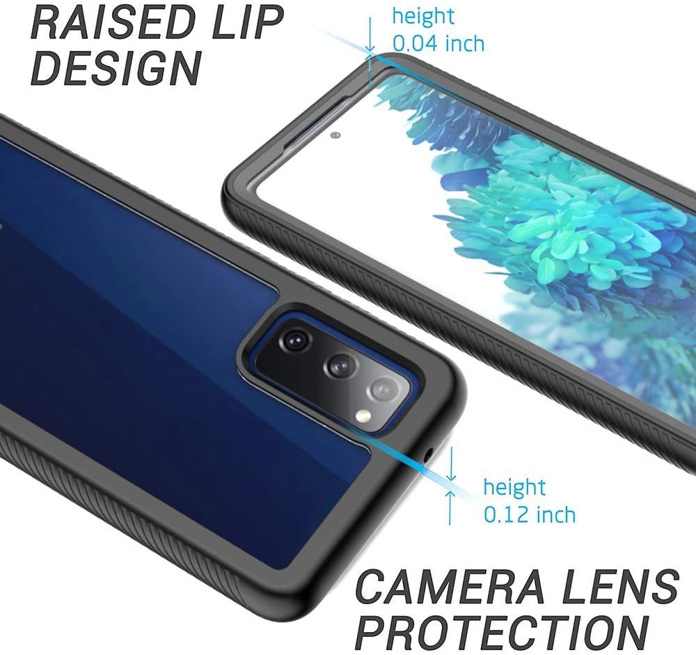 ONOLA Case for S20 FE Phone Case,Three Defense Built-in Screen Protector Crystal Clear Full Body Shockproof Slim Fit Cover for Samsung Galaxy S20 FE Phone (Black)