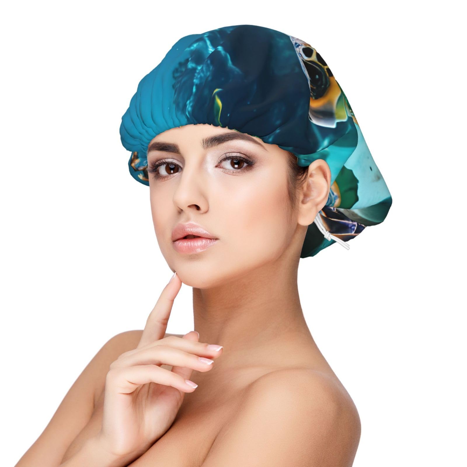 Double Layer Reversible Hair Wrap Satin Sleep Sea Turtle Cap Bonnet for Braid Curly Hair Satin Bonnet Black