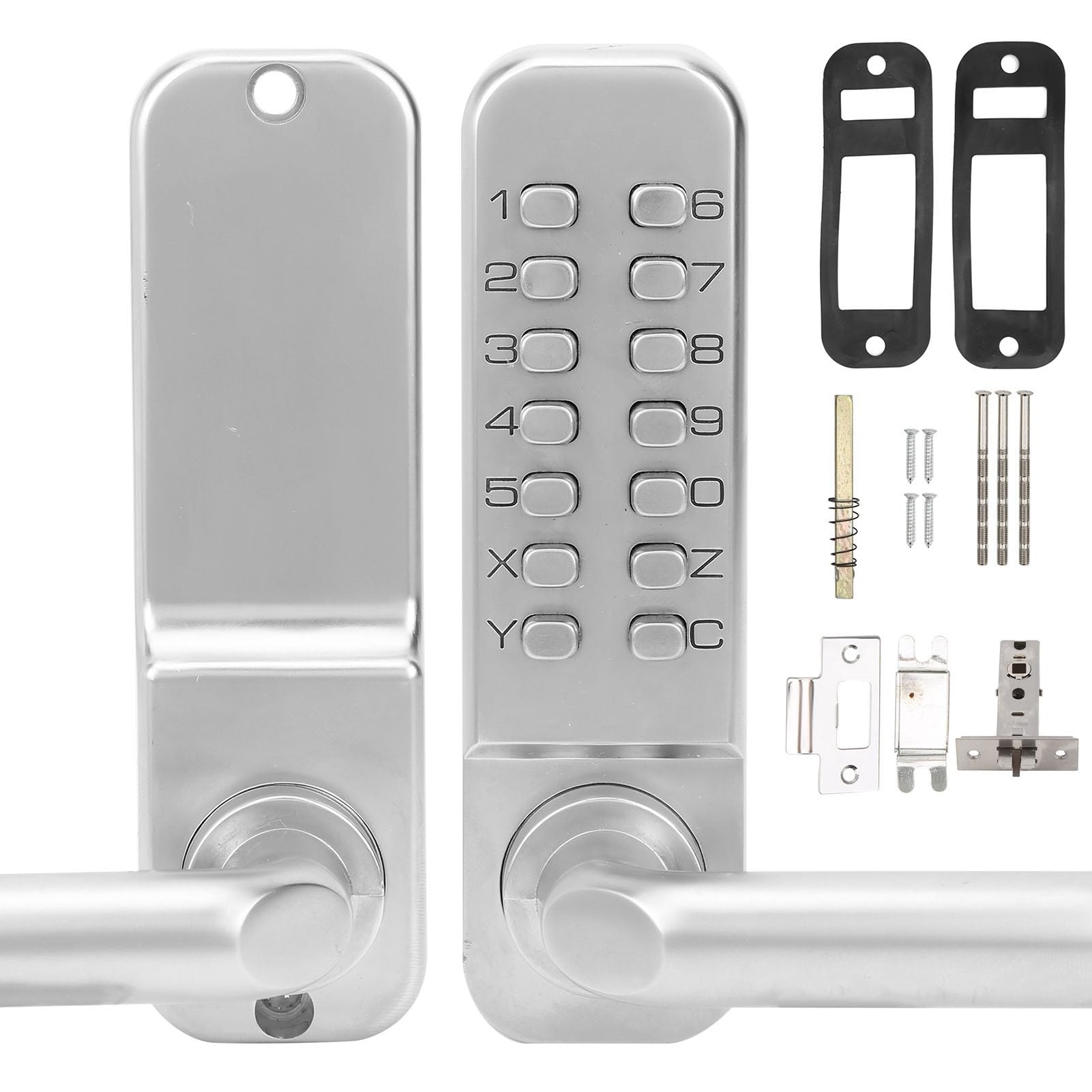 Mechanical Door Lock, Push Button Digital Code Keypad Keyless Entry Door Lock Zinc Alloy Home Security Door Handle Lock Waterproof (No Battery Required)