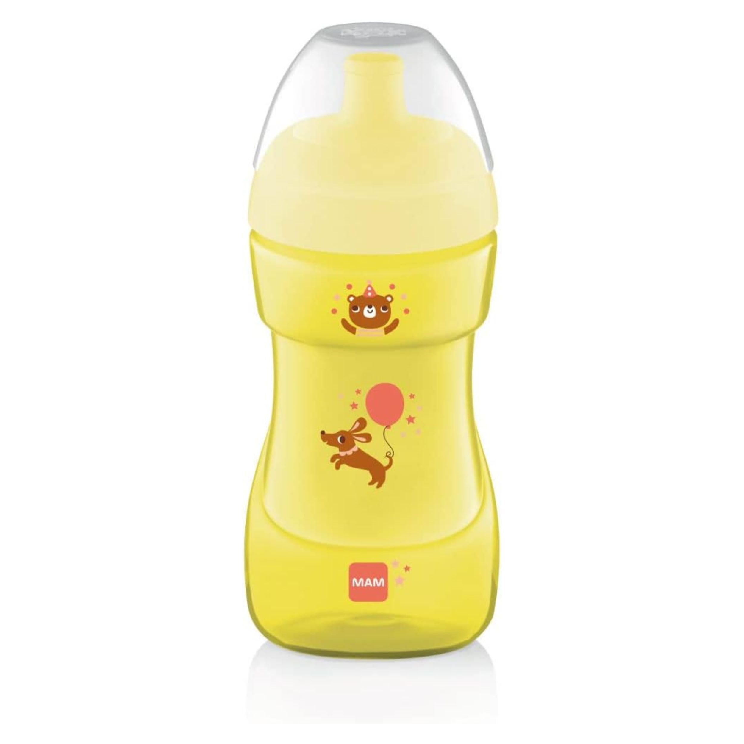 MAM Sports Cup Tazza bambini 330 ml, Biberon acqua e latte per neonati 12+ mesi da viaggio ideale fuori casa, Borraccia neonato ricurva con beccuccio anti-goccia e valvola per flusso libero, Neutro